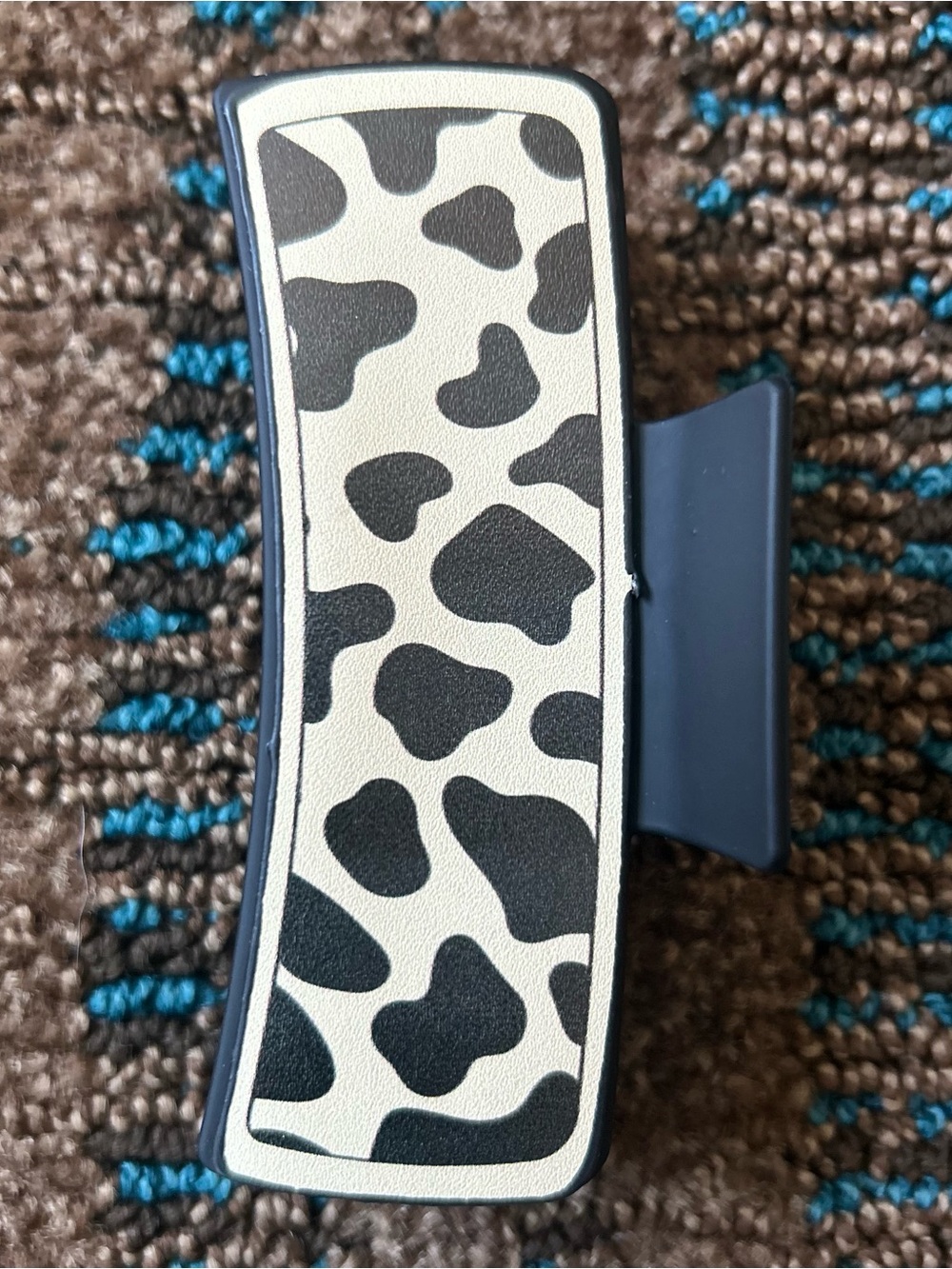 NWT Cow Print Hair Clip in Black and Cream